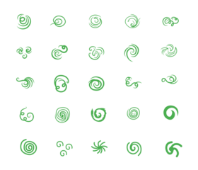 set of green swirl on white background