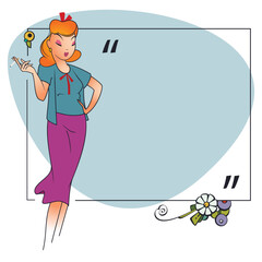 Stylish retro woman smoking cigarette.