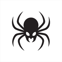 Silhouette spider skull spooky halloween arachnid vector illustration
