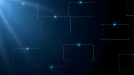 Dynamic Abstract Digital Interface with Glowing Rectangular Elements and Radiant Blue Light, Symbolizing Future Technology and Interconnected Data Networks