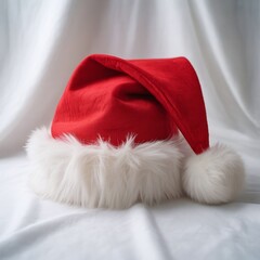 Crisp Red Santa Hat with Soft Fur Details, Isolated