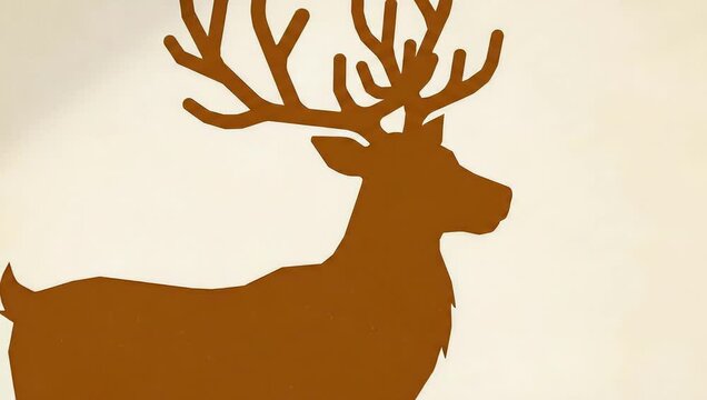 Elegant Brown Stag Silhouette with Large Antlers Animation.