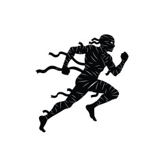Running mummy silhouette vector illustration artwork