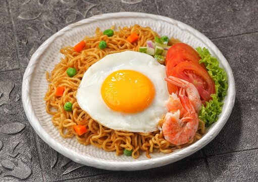 Indomie Goreng, Indonesian Popular Instant Noodle with Sunny Side Egg