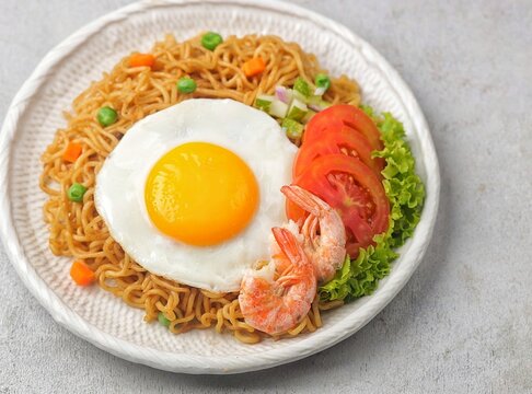 Indomie Goreng, Indonesian Popular Instant Noodle with Sunny Side Egg
