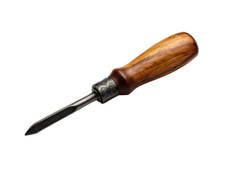 Vintage chisel with wooden handle isolated on transparent background Cutout PNG