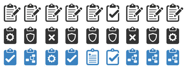 clipboard document line icon set