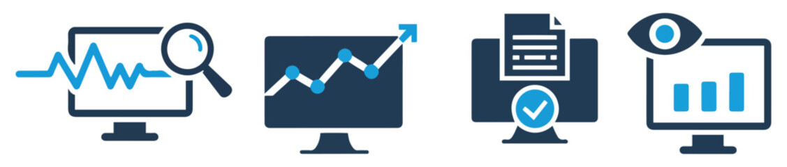 monitoring seo icon set collection