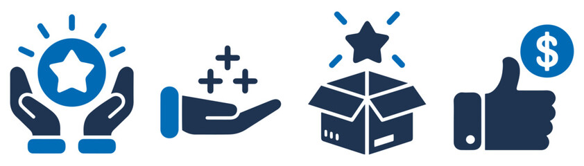 benefit reward offer icon set