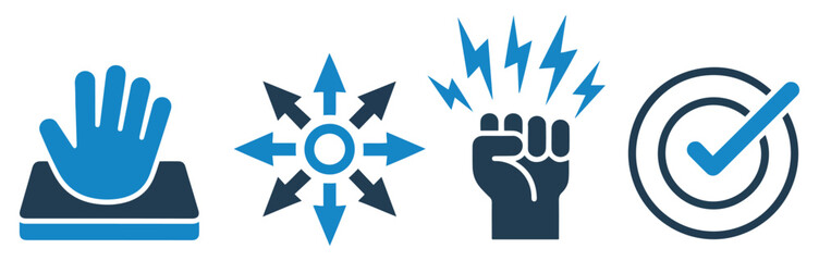 Obraz premium impact effect action icon vector set