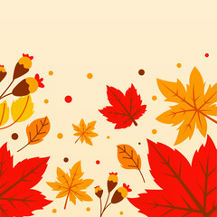 Obraz premium Autumn Leaves Border Background Template