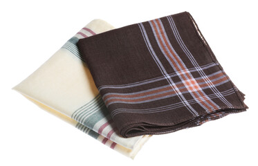 Different handkerchiefs isolated on white. Stylish accessory