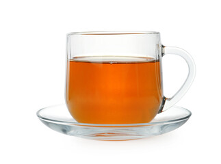 Cup of hot tea isolated on white