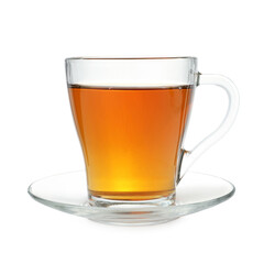 Cup of hot tea isolated on white