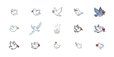 Fototapeta premium Sketch of birds in flight with one colored bird