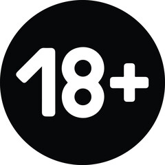 Obraz premium White 18 Plus Symbol on Black Circle eighteen plus 2