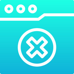 Error Close Browser Window Silhouette Gradient Style Vector Icon