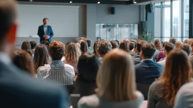 Engaging corporate training session with young professionals at a modern conference room in a bustling city during the afternoon - Powered by Adobe