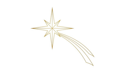 Elegant gold starburst with trailing streaks on white background