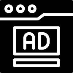 Advertisement Web Popup Banner Silhouette Style Vector Icon