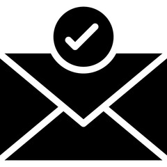 Verified Email Message Silhouette Style Vector Icon