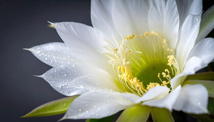 White Pink Cosmos Flower Macro Photography with Yellow Green Center