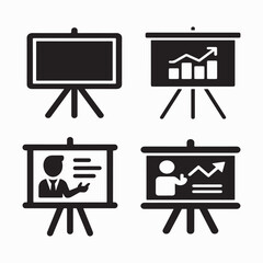 Minimal Presentation Board Icon Silhouette Vector Illustration