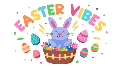 easter card with bunny and eggs