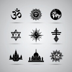 Minimalist World Religion Symbols Set 