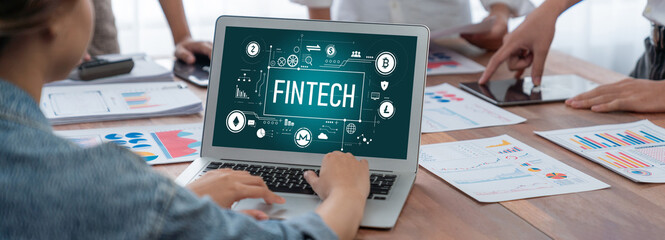Fintech financial technology software for brisk business to analyze marketing strategy