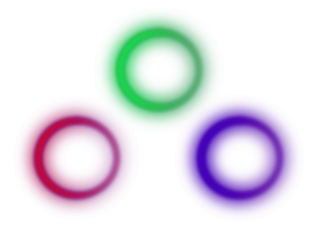 Blurred Neon Rings Abstract on Gray