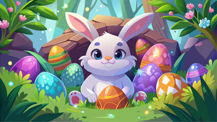 easter bunny with easter eggs