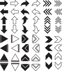 Arrow Icon Set – Collection of Directional Vector Arrows in Various Styles