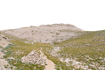 Mountain pathway through rocky landscape. Isolated object.