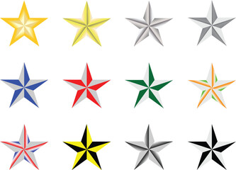 Fototapeta premium Star Pack, Solid color, contrast color, White Star, Black Star, Red Star, Blue Star, Green Star, Golden Star, Yellow Star