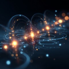 Quantum decoherence illustration particles separating wave states abstract cosmology visualization artistic scientific concept