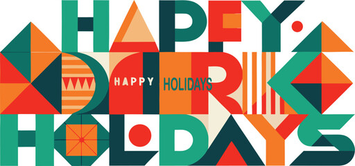Obraz premium Abstract geometric Holiday card on white.