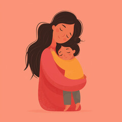 Mother Hugging Child International Hug Day Theme