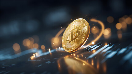 Bitcoin rising, cryptocurrency investment and digital finance concept