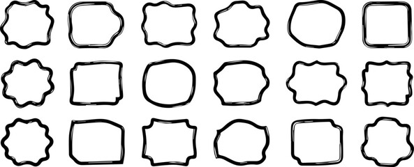 Obraz premium Hand-Drawn Wavy Blob Shape Pack with Irregular Outlines, Organic Sketch Style Frames for Modern Branding, Sticker Design, Doodle Artwork and Creative Digital Illustration Projects