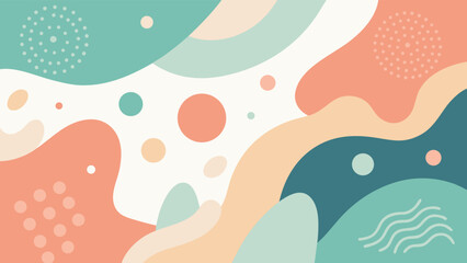 Fototapeta premium Fun abstract background with simple organic shapes in pastel colors.