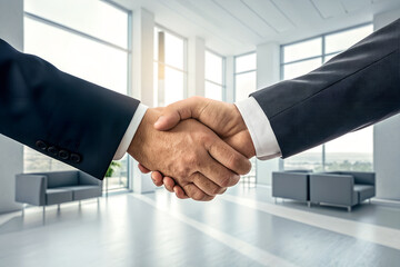 Business Handshake with Office Background.