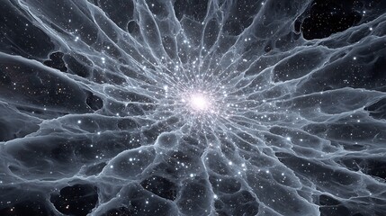 Meaning through randomness chaotic quantum foam evolving into ordered cosmic structure visual philosophy of chance