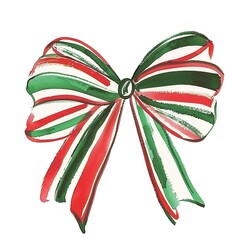 Traditional Christmas Watercolor Bow in Red and Green for Holiday Design