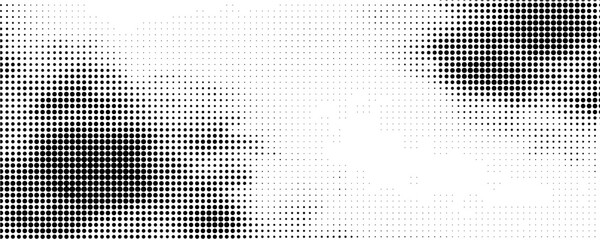 Halftone gradient. Dotted gradient, smooth dots spraying and halftones dot background seamless horizontal geometric pattern vector template set
