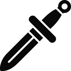 Black dagger icon on white background symbol