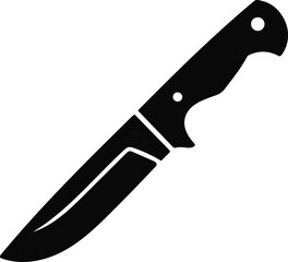 Black hunting knife icon on white background vector 3