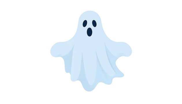 A cute cartoon-style spectre with a pale blue body, black eyes, and an open mouth. Arms are slightly spread, floating on a white background