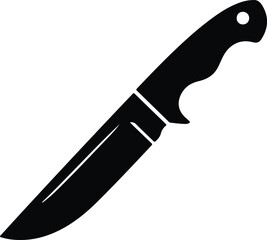 Black silhouette of a hunting knife on white background 3