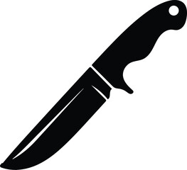 Black silhouette of a hunting knife on white background
